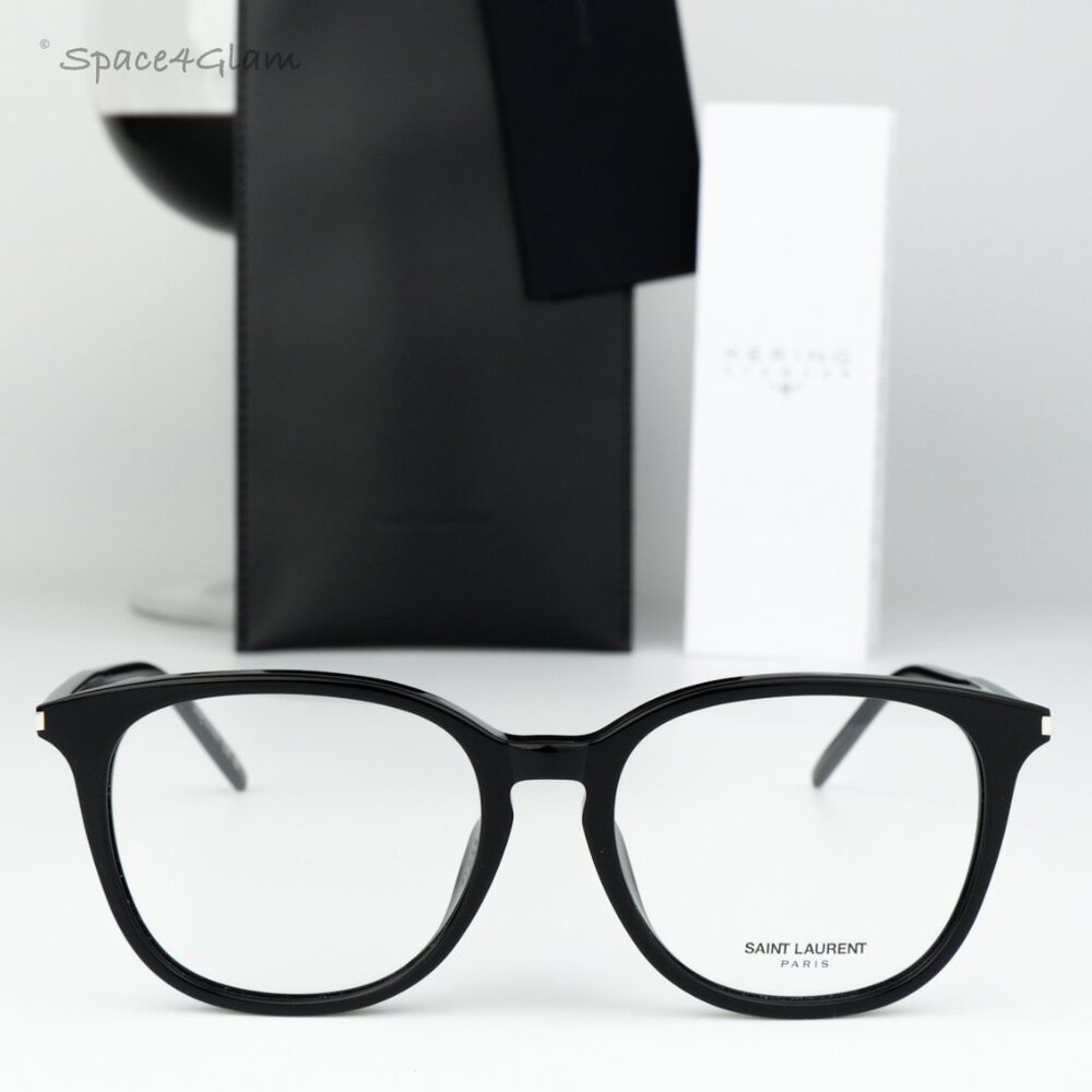 BRAND NEW Saint Laurent SL724/F 001 Black Demo Square Women Eyeglasses